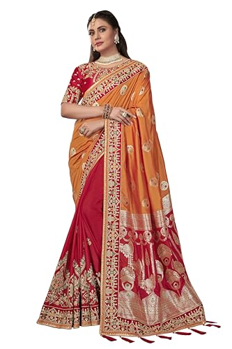 MANOHARI Women Banarasi Silk Woven Saree With Heavy Embroidery Blouse Piece_Mn1873, Mustard