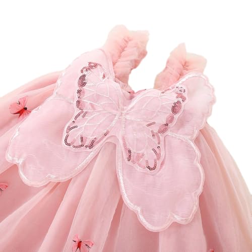 Hopscotch Girls Sequin Butterfly Ruffle Strap Dress in Peach Color for Age (9-12 Months)