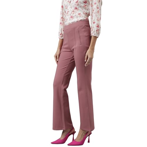 Latin Quarters Women Solid Pink Full Length Stretchable Trouser_L