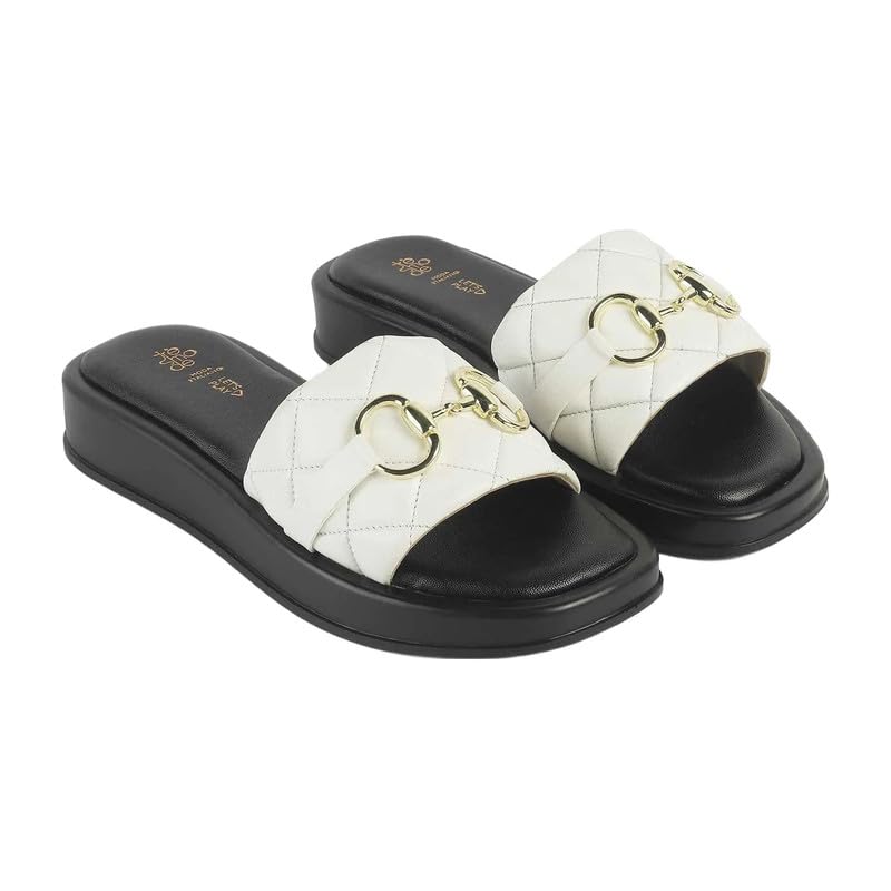 tresmode AREZZO Women's White Vegan Leather Platform Wedges Sandals in Size 7 UK / 40 EU