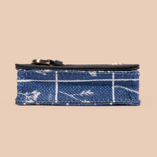 ZOUK Demi Wallet for Women – Stylish Denim Crossbody with Chain Strap & Silver Accent | Handcrafted Wallet with Zipper Pocket, Card Slot & Water-Resistant Lining | Lakshadweep Azure