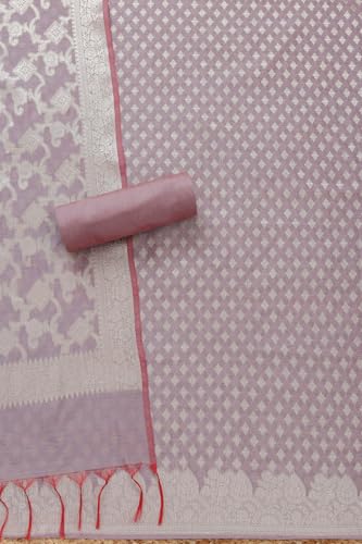 Soch Womens Lavender Chanderi Zari Woven Unstitched Dress Material With Zari Woven