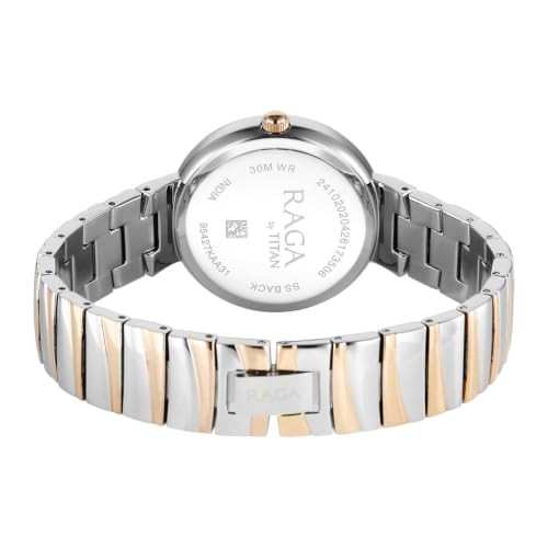 Titan Raga Spotlight 2.0 Quartz Analog 3Hands Display Silver Dial IPRG+Steel Look Color Strap Watch for Women - 95427KM01