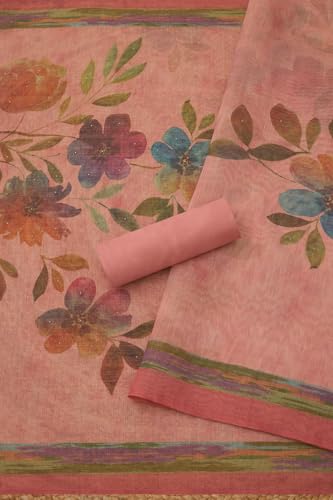Soch Womens Peach Linen Shimmer Embroidered Unstitch Dress Material With Sequins