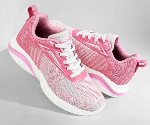 LOUIS STITCH Women’s Blush Pink Lightweight Athleisure Sport Shoes | Lightweight Casual Sneakers | Lace-Up Sneaker and Athleisure Wear| Perfect for Casual, Gym & Travel Wear | LSLD-ATH-YL | UK-6