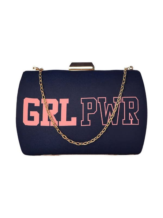 Artklim Black Background Girl Power Text Clutch