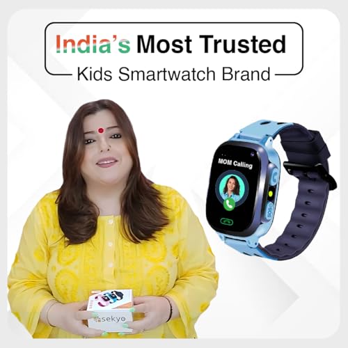 sekyo S2 Pro Kids Smartwatch for Boys & Girls, Calling Smart Watch for Kids with Location Tracker, Camera, SOS & Safe Zone Alert, Family Chat, App Control, Airtel & Vi Micro SIM Support only -Blue