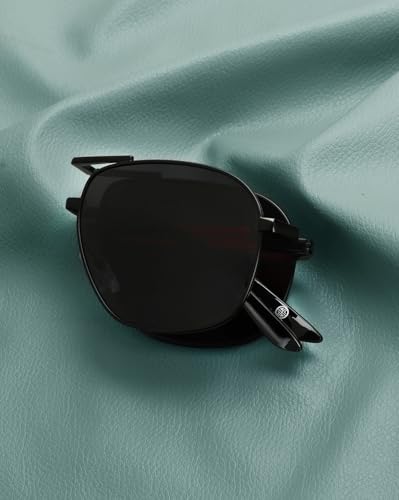 Carlton London Gold with Red Toned Polarised Lens Foldover Rectangle Sunglass for mens