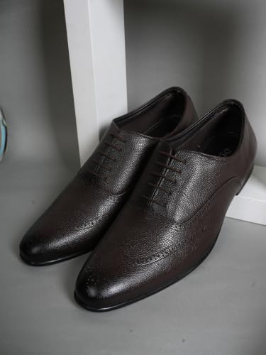 RAI SAHAB Formal Shoe for Men | Lace-Up Oxfords for Business & Casual Wear | Stylish Design with Comfortable Fit for All-Day Support(6405BRN-12UK) Brown