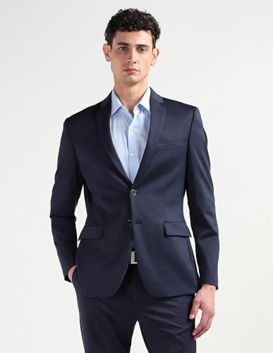Arrow Men's Zero Calorie Slim Fit Textured Suit (ARAISU5604_Navy_38)