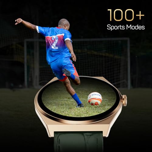 Fire-Boltt Phoenix Nova Smartwatch 1.43” Slim Super AMOLED Display 466x466 Pixel Always-On Display Bluetooth Calling Wireless Charging Rotating Crown Health Tracker for Men & Women Jade Green Leather