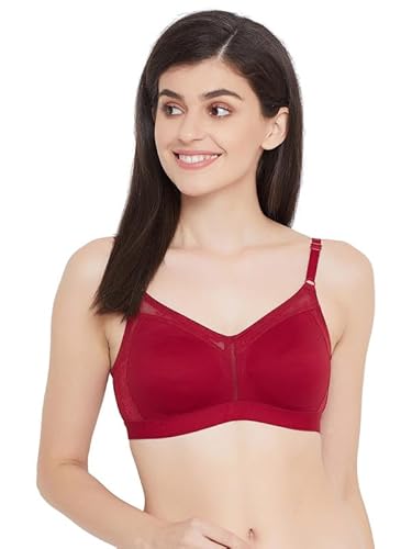 Clovia Women's Cotton Non-Padded Non-Wired Full Figure Spacer Cup T-Shirt Bra (BR2178G09_Maroon_40E)