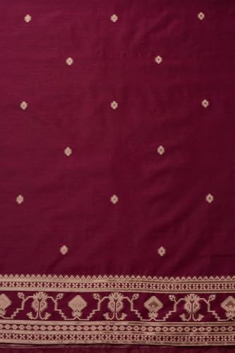 Soch Womens Wine Chanderi Woven Design Unstitched Dress Material