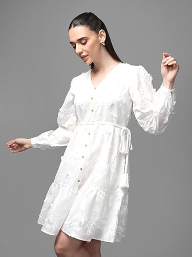 Kazo Regent Mini Dress with Belt (White_L)