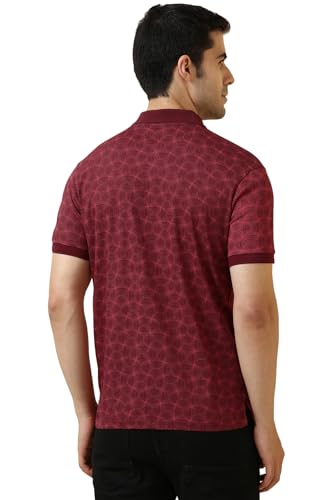 Allen Solly Men Maroon Printed Polo Neck T-Shirt