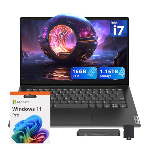 Lenovo V14 14" FHD Business Laptop, Intel i7-13620H, 16GB DDR4 RAM, 1.16TB Storage(1TB SSD+160GB Docking Station Set), ‎Intel UHD Graphics, Wi-Fi 6, Webcam, Windows 11 Pro, Black