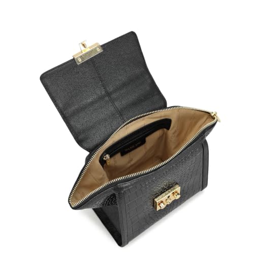 Da Milano Leather Shoulder Bag for Women - Black (LB-02419)