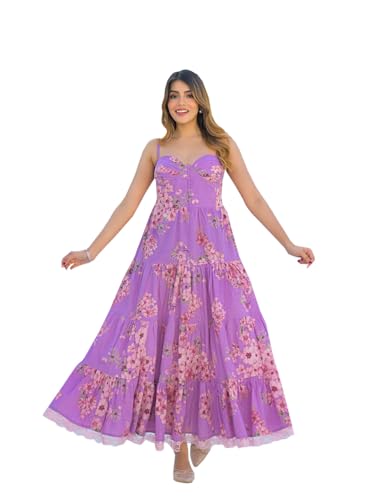 Divena Purple Shoulder Strap Cotton Dress