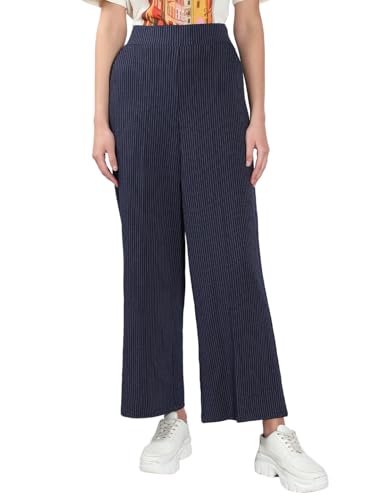 VERO MODA Women's Flared High-Rise Navy Pants