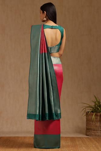 Soch Womens Pink Silk Blend Zari Woven Saree