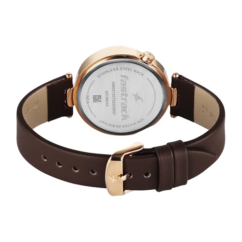 Fastrack TIK Tok 5.0 Quartz Brown Shaped Dial Women's Watch | Leather Strap Material | Watches for Women Analog - 6319WL01