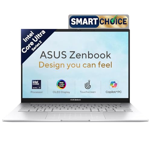 ASUS Zenbook 14 (2026),Smartchoice,Intel Core Ultra 9 285H,32GB RAM,1TB SSD,OLED,Touchscreen,14"(35.5 cm),Win 11,M365 Basic(1Y)* Office 24,Foggy Silver,1.28 Kg,UX3405CA-QL1113WS,Thin & Light Laptop