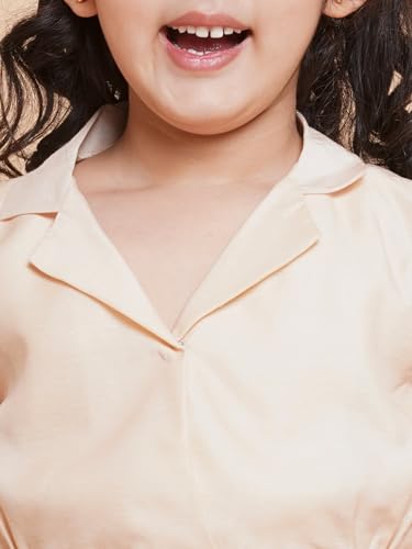 Bitiya by Bhama Girls Beige Peacock Printed Ready to wear Lehenga with Choli