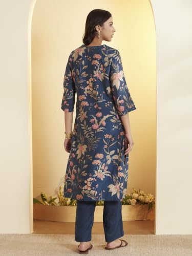 BIBA Viscose Blend Printed Straight Semi-Formal Kurta With Palazzo And Dupatta