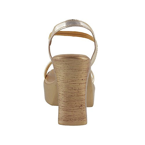 Mochi Womens Synthetic Gold Sandals (Size (7 UK (40 EU))