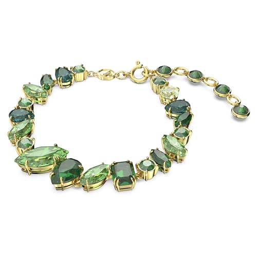 Swarovski Gema bracelet, Mixed cuts, Green, Gold-tone plated