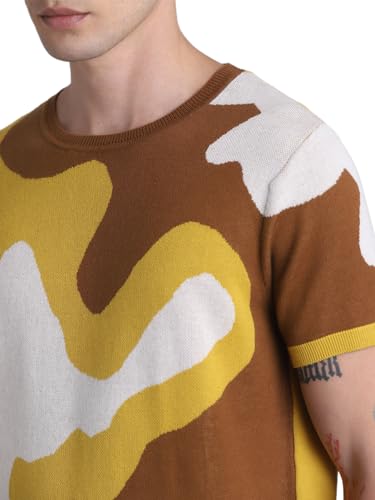Jack & Jones Mens Yellow/Brown Slim Fit T-Shirt