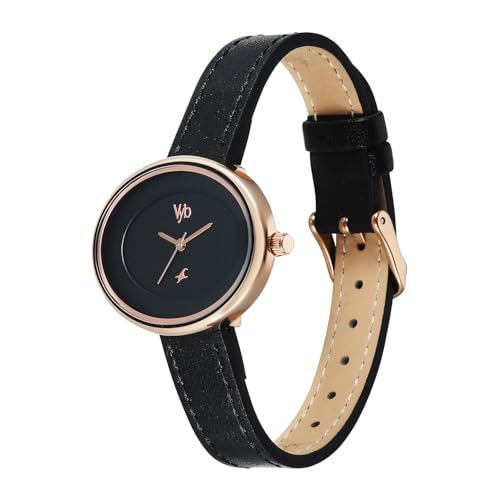 Fastrack Vyb Mirage Quartz Analog Black Dial Black Split Leather Strap Watch for Women - FV60103WL01W
