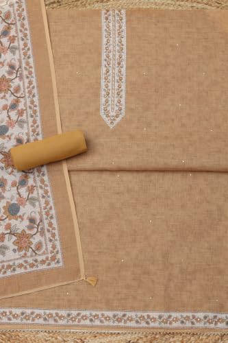 Soch Womens Mustard Linen Shimmer Botanical Dress Material
