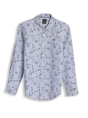 Boys Light Blue Print Casual Shirt