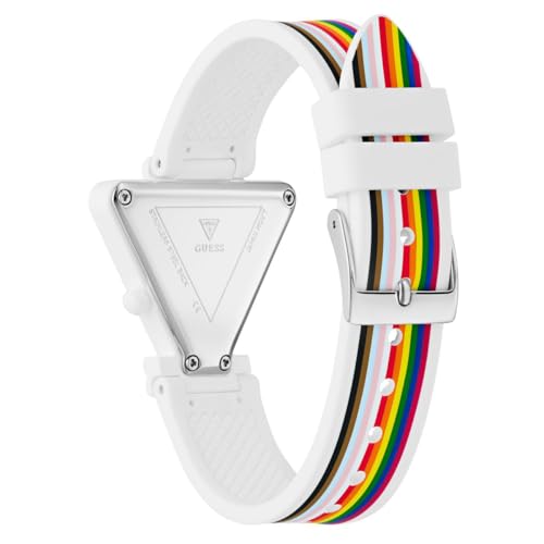 Guess Gt Fame Analog Watch for Woman with White Triangle Dial & Multicolor Silicone Strap Band Water Resistant Women's Wrist Watches - GW0679L2M