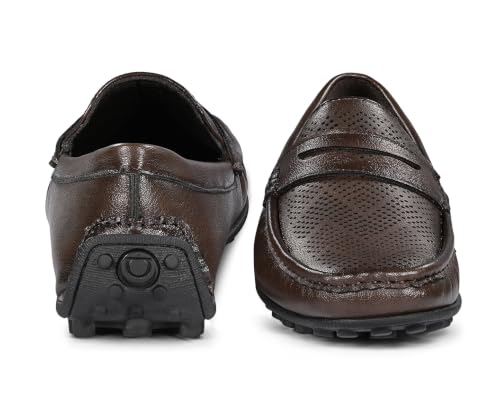 LOUIS STITCH Men’s Brunette Brown Formal Slip-On Loafer Shoes | Soft Touch & Lightweight | LSVSFL-01 |UK-10
