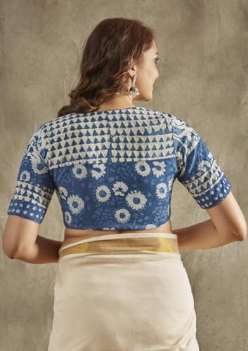 SALWAR STUDIO Blue Printed Cotton Bloues