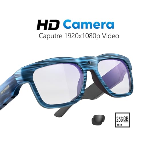 OhO Smart Glasses,256G Camera&Bluetooth Sunglasses with Open Ear Speaker Headset Headphone,Indoor&Outdoor Sports,Polarized UV Protection,for Men Women