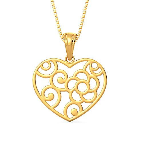 Joyalukkas 22k (916) Purity | HUID & BIS Hallmark | Golden Heart Patterned Pendant For Women