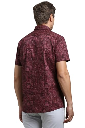 Louis Philippe Men Maroon Slim Fit Print Half Sleeves Casual Shirt