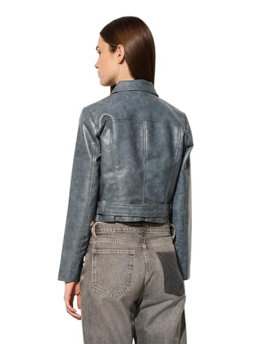 ONLY Women's Solid Regular Fit Blue Jacket