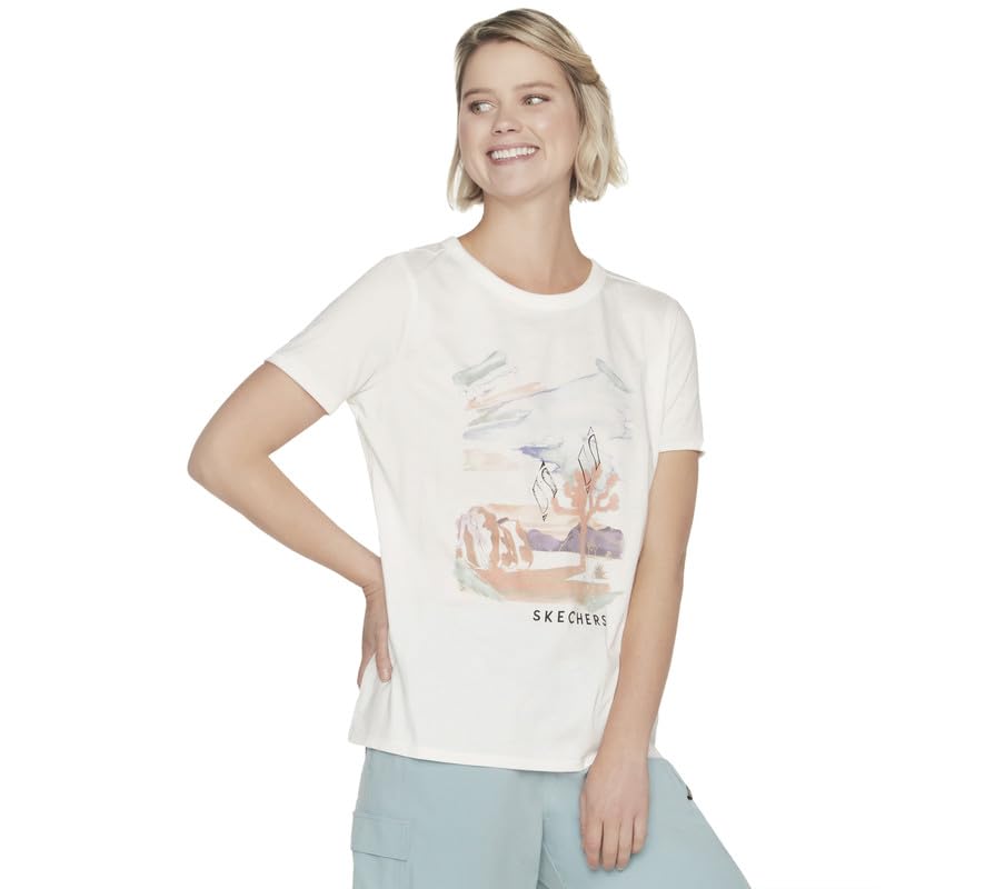 Skechers Womens Airbrush TEE-White-S
