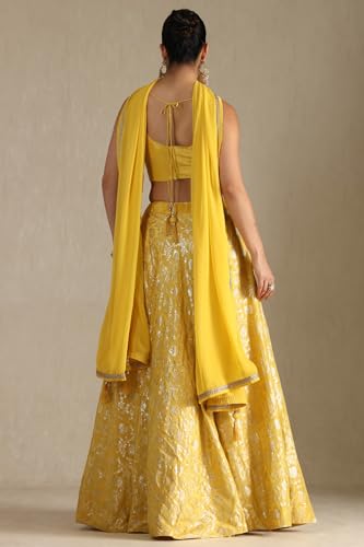 Soch Women's Brocade Lehenga Choli Set (OWS5CD21772_Mustard_XL)