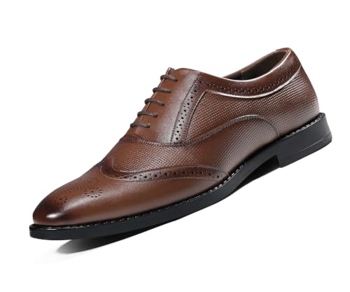 LOUIS STITCH Men’s Russet Tan Formal Lace-Up Brogue Shoes | Formal Lace-Up Shoes for Men | Business & Occasion Wear | LSVSBG-1-TN |UK-7