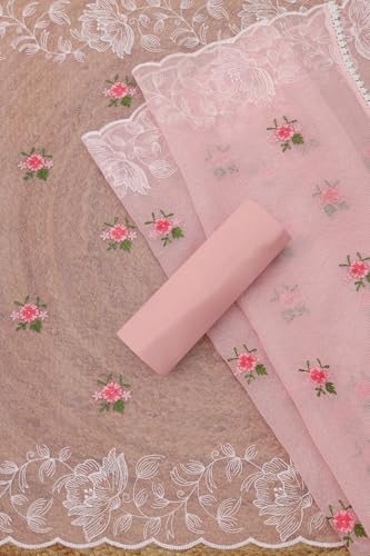 Soch Womens Peach Kota Embroidered Unstitch Dress Material