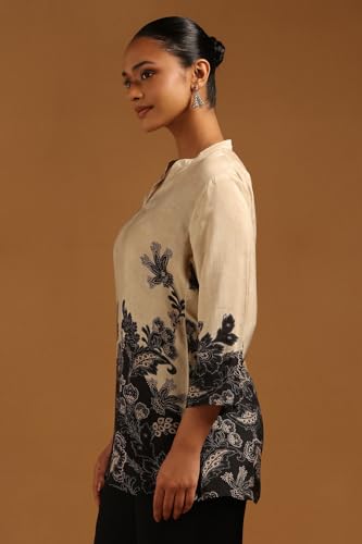 Soch Womens Off White Muslin Floral Tunic