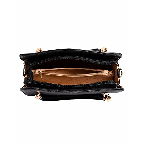 Lino Perros Womens Black Faux Leather Handbag (Black)
