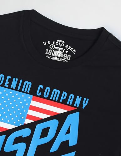 U.S. POLO ASSN. Mens Graphic Round Neck HS T-Shirts (UDTSHS0730_Black_S)