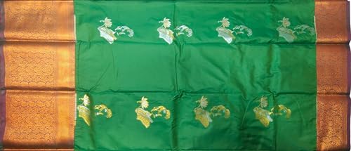 VFCollections Women's Traditional Handloom Kanchipuram Silk Pure Pattu Sarees | Rich Zari Woven Design | Unstitched Blouse (VFC519-2)