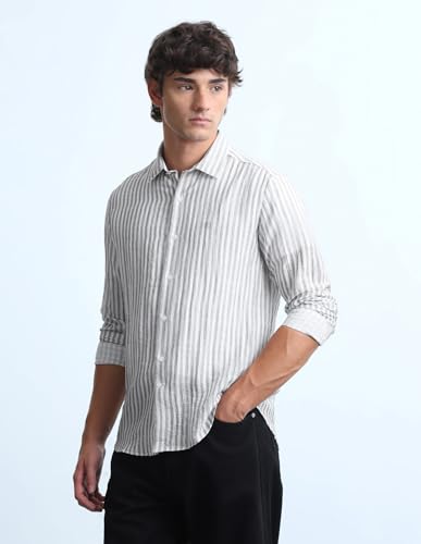 Flying Machine Vertical Striped Slim Fit Shirt